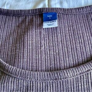 Old Navy Luxe Ribbed Crew Neck Short Sleeve Tee | Purple | Large
